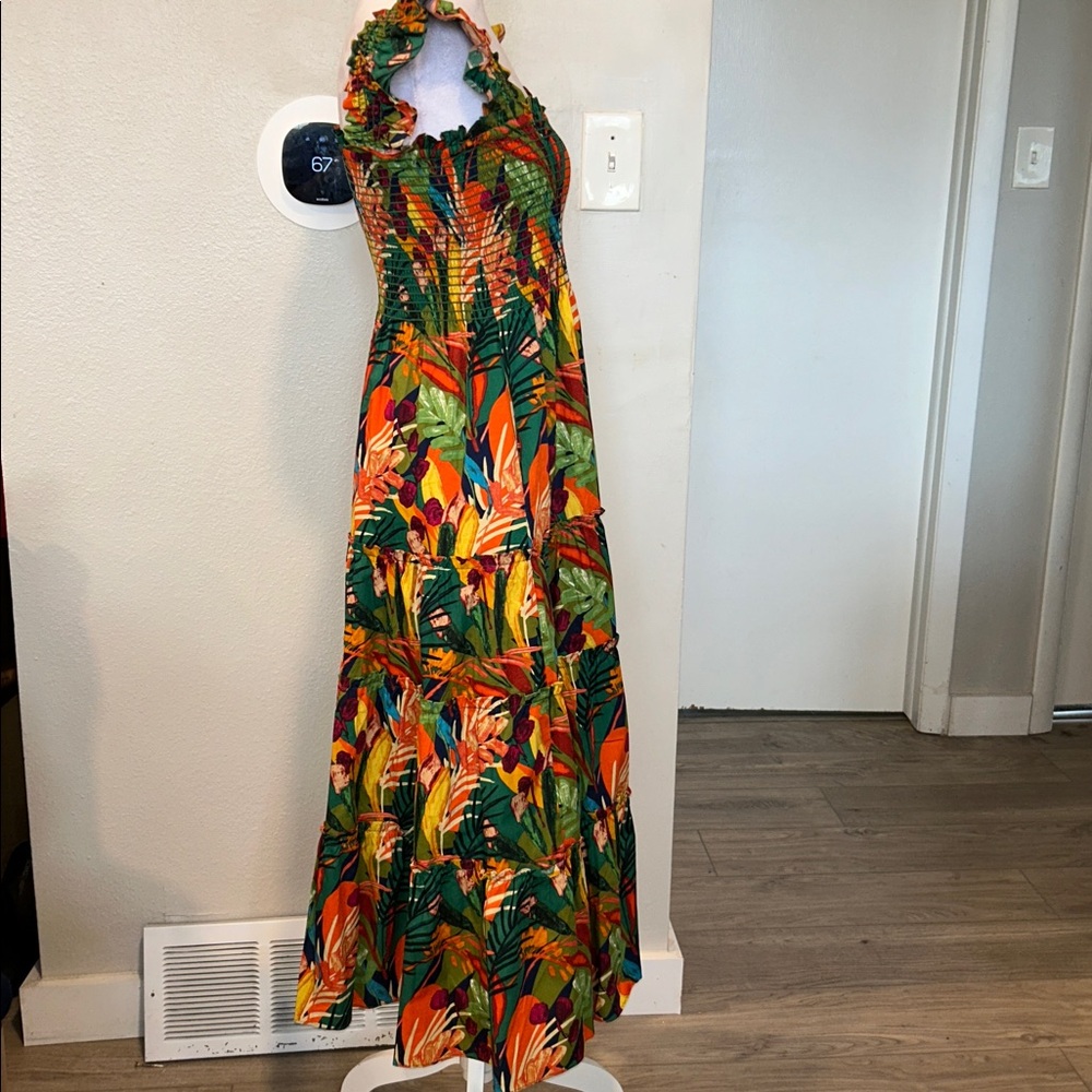 O.P.T Lazy Afternoon Tropical Print Midi Dress size Small Torpical Midi Dress - Picture 7 of 13